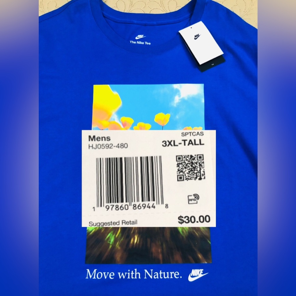 NEW..MEN TALL-3XL NIKE NSW MOVE WITH NATURE GRAPHIC TEE (ROYAL BLUE)